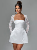 New Lace Splicing Body A-Word Dress Sexy Pure Lusty Dress With High-End Women's Clothing 68HZ