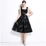 Summer Senior Sense Of The Temperament Sleeveless Long Dress Light Mature Sister Wind Reduction Age Thin Black Broken Flower Dress Woman 68HZ
