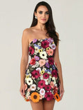 High-End Women's New Sexy Body Trim Corset Dress Flower Decoration A Skirt Banquet Evening Dress Dress 68HZ