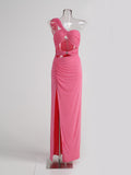 High-End Women's Sexy Open Shoulder Twitching Wrapped Thoracic Dress Skirts High Open Fork 68HZ