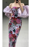 Evening Dress Banquet Bra Dress 2024 New Female Spring And Summer Senior Famous Woman Bubble Bubble Sleeve Birthday Dress 68HZ