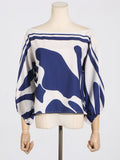 Fashion Commuting Two Sets Of 2025 New One-Word Shoulder Clothing + High-Waisted Broad Leggings Printed Set 68HZ