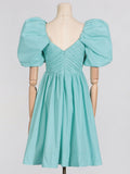 Fashion French Elegant Dress 2025 Summer New Sexy Deep V Bubble Sleeves High-End Short Dress Woman 68HZ
