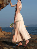 Temperament Sexy Hanging Neck Dress Girl Summer Pink Birthday Dress Seaside Holiday Dress Fairy 68HZ