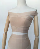 Autumn New Street Women's Sexy Fashion Word Collar Shoulder Ultra-Short Hollow Leak Bandage Vest 68HZ