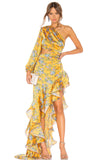 Fashion Sexy Oblique Shoulder Crumid Dress Girl Body Hollow Lotus Leaves Set Irregular Dress 68HZ