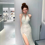 A Toasting Dress Girl Light Luxury Niche Senior Feeling Bride Out Of The Pavilion Banquet To Greet The Birthday Party Of The Dinner Dress Hanging Long Dress 68HZ