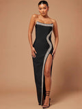 Heavy Industry Bandage Dress Fish Bone Stender Diamond Bra Open Bosom Dress Dress Dress Women's Clothing Explosion 68HZ