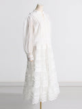 Spring 2025 New Embroidered Lace Long-Sleeved Blouse High-Waisted Half-Dress Fashion Suit Two Sets Of Female Fashion 68HZ