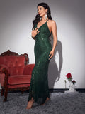 Direct Selling 2024 Sexy Women's Deep V-Necked Shoulder Summer Irregular Temperament Sling Joint Dress 68HZ