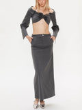 Sexy Wind Two Sets 2025 New One-Word Shoulder Hanging Neck Short Top + Open Skirt Dress Suit Woman 68HZ