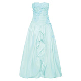 Sexy Fashion Open-Fork Dress 2025 New Three-Dimensional Flower Collage Design Shoulder Dress Summer 68HZ