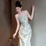Engagement Banquet Evening Dress Female Senior Sense Light Luxury Niche Design Smeared Bride's Chinese Morning Gown Toasting 68HZ