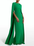 High-Level Famous Wind 2025 New Temperament Elegant Design Feel Hand-Cut Solid Color Long Dress Dress Dress Dress Woman 68HZ