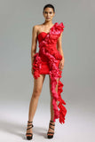 New Sexy Shoulder Bag Hip Dress High-End Temperament Hit The Color Lotus Leaf Dress Skirt Skirt Skirt Dress Skirt 68HZ