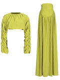 Women's Clothing 2025 Spring New Temperament Folded Short Blouse High Waist Hanging Half-Dress Suit Woman 68HZ
