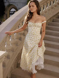 Hot Sale Of New Sexy Slings Print Dress Mid-Length Dress High-End Temperament Thin Tie Dress Dress Dress Dress 68HZ