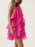 Temperament Sexy High-End Short Dress 2025 Summer New Hanging Neck Three-Dimensional Flower Design Strapped Sleeveless Dress 68HZ