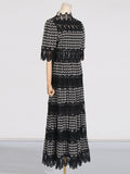 Spring 2025 New French Retro Heavy Industry Embroidery Stand To Receive The Waist Show Thin Dress Women's Evening Dress Dress 68HZ