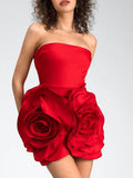French Temperament Sexy Dinner Dress Dress 2025 New Fashion Tsets Three-Dimensional Rose Flower Dress 68HZ