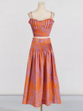 Fashion Holiday Style Set 2025 Summer New Printed Corset + High Waist Pressure Skirt Half-Body Dress Two-Case 68HZ