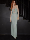 High-End Women's Clothing New Heavy Industry Hot Diamond Solid Color Sexy Thoracic Dress Dress Dress Dress Dress 68HZ