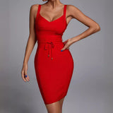 Women's Bandage Dress New Multi-Color V-Neck Sling Fashion Belt Tight Bandage Skirt 68HZ