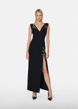 Fashion Personality Women's Clothing Autumn New V Neck Drain Back Low Chest Open Waist Bandage Dress 68HZ