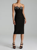 Twisted Skirt Sexy Diamond Bra Dress Dress High-End Light Luxury Niche Evening Dress Dedicated 68HZ