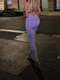 French Hot Diamond Sling Dress High-End Light Luxury Evening Dress Party Show Back Dress 68HZ