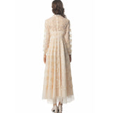 Sexy Perspective Heavy Industry Lily Long-Sleeved Princess Dress Net Yarn Dress New Women's Summer Autumn 2024 68HZ