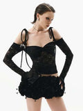 Three-Dimensional Flower Sexy Sling Belt Wrapped T-Shirt Corset Tsets Tsets Skirt Short Skirt Dinner Dress Dress Two Sets 68HZ