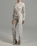 Pantyhose Burst New Hot Babes Sexy Lace Hollow Horn Sleeves To Repair Jumpsuit Jumpsuit Woman 68HZ