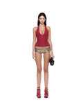 New Strap-On Zipper Vest Hottie Hanging Neck Vest Deep V Sexy Tight Short Top 68HZ
