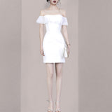 Chic Design-Sense Age-Old-Down Bag Ass 2025 Summer Dress New Female White Side Lotus Leaf-Side Dress 68HZ