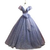 Blue Evening Dress Women's 2025 New Temperament Grand Banquet Host Art Examination Vocal Dress 68HZ