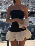 Hottie Bra Splicing Back Showing Thin Flower Bud Dress Lantern Ponky Pure Wind Summer Beautiful Little Dress 68HZ