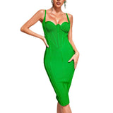 New Sexy Ass Tight Simple Cross-Hanging Neck Dress Green 68HZ
