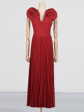 Famous Windy Big Flower Dress Dress 2025 Summer New Sexy V Collar High-Rise 100-Fold Long Dress Woman 68HZ