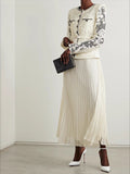 Small Name Studded Woven Strip Lace Embroidery Hook Hollow 100-Fold Long Dress Apricot Color 68HZ