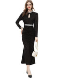 Heavy Industry Nails Sexy Hollow Long-Sleeved Fishtail Princess Dress Dress Women's Spring And Summer New 2024 68HZ