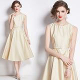 Summer New French Temperament Light Style Light Wind To The Waist Thin Fashion Long Sleeveless Dress 68HZ