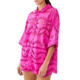 2025 New Embroidery Hook Design Medium Long-Sleeved Shirt Top + Casual High-Waist Shorts Fashion Two-Piece Set Of Women 68HZ