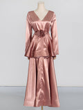 French Elegant Style Suit 2025 New T-Wearing Flower Design High-End Feeld Ribbon Slimming Two Sets Of Women 68HZ