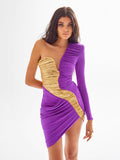 Explosion Bag Hips Sexy One-Shoulder Dress Bumped Into The Long-Term Wisk Dinner Dress 68HZ