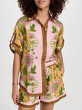 2025 New Unique Printed Design Shirt Top With Casual Shorts Niche Set Women's Fashion Two-Piece 68HZ