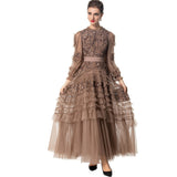 Luxury Lint Collar Retro Net Yarn Dress Dress Dress New Spring And Summer 2025 68HZ