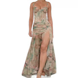 INS New Fashion Babes Print Bikini Wrapped Thoracic Fish Bone Sexy Holiday Dress 68HZ
