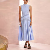 Sliced Hollow Lace Collar Dress 2025 New Sleeveless Lotus Leaf Side Dress Dress Woman 68HZ
