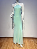 Boutique Women's Seaside Resort Design Sense Hanging Neck Sling Green Dress Heavy Fishtail Skirt 68HZ